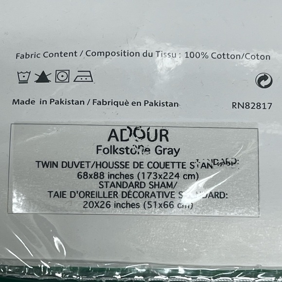 NEW $250 Lacoste Twin Duvet 68X88” Standard Sham Adour Folkstone Gray Bedding - Picture 6 of 11